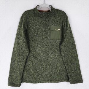 Woolrich Sweater Mens XL Green Quarter Snap Neck Fleece Pullover Casual Outdoor